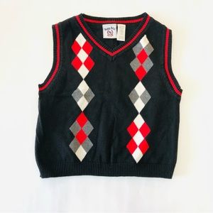Happy Fella Black & Red Argyle Sweater Vest - Boys S